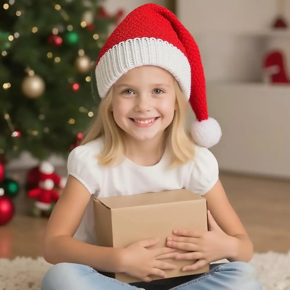 Ceremonial Christmas Gifts for Family Knitted Santa Hat for Kids Adults Soft Winter Christmas Party Accessory with for Family
