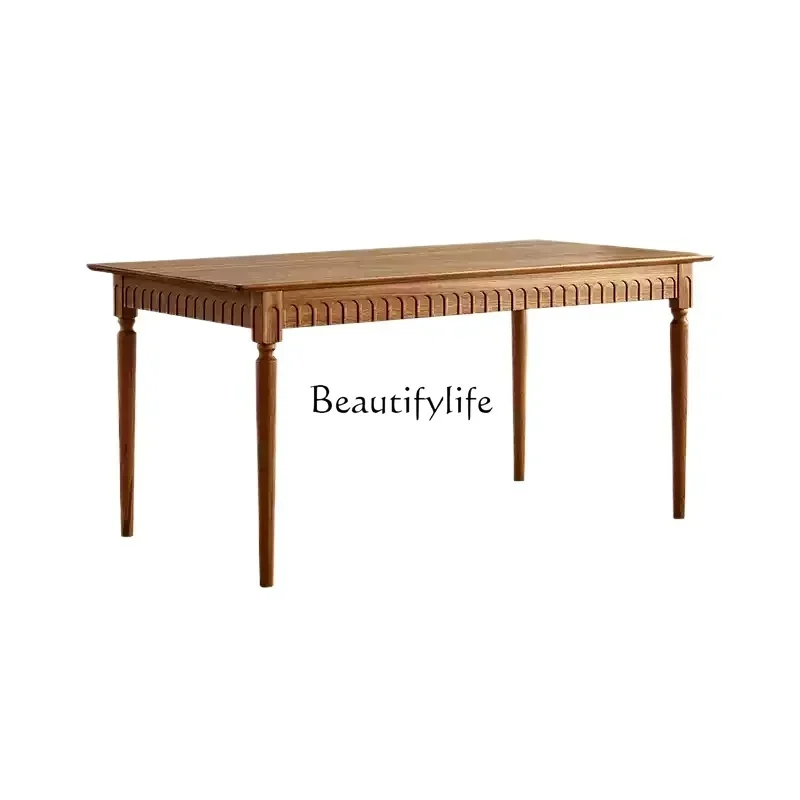 

Dining table household small apartment Nordic Japanese cherry wood solid wood dining table with drawers