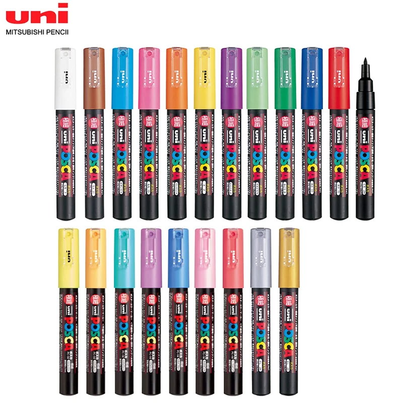 Uni Poscas Acrylic Marker Pen,PC-1M 0.7MM posca marcadores permanent graffiti markers POP Poster paint pen Stationery Art Suppli