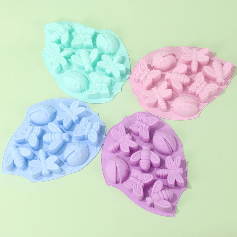 8 Hole Insect Butterfly Silicone Chocolate Mold Bee Cake Biscuit Jelly Baking Mold DIY Soap Candle Making Set Ice Cube Tray Gift