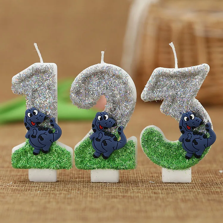 2025 vela digital criativa série dinossauro bolo de aniversário vela decorativa embalagem individual transfronteiriça venda quente