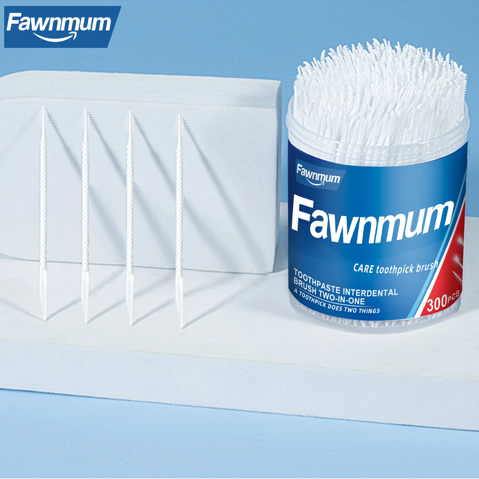 Fawnmum dupla-cabeçada Flosser Toothpicks, Escova Interdental, Higiene da goma de limpeza oral, Dentes Care Sticks, Descartável, 300 Pcs, Conjunto