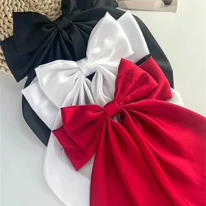 Wide Solid Color Satin Ribbon Hairpin, Red Spring Clips, Fashion Hair Accessories for Girls, Internet, Big Bows, Summer, He, 1PC 12 Main Sales Hair Prending - №2
