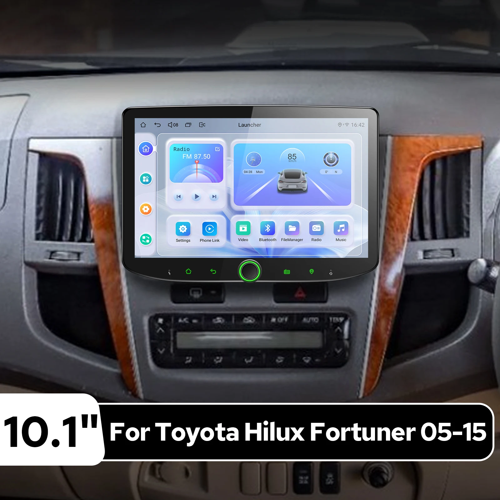 10.1 Inch Android Car Radio for Toyota Hilux Fortuner 2005-2015 Wireless CarPlay&Android Auto Plug and Play Stereo with Volume