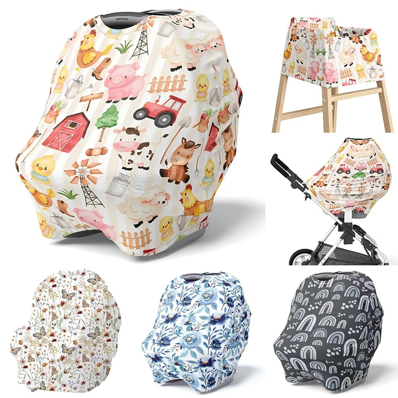 

1PC Car Seat Covers Multi-use Breathable Breastfeeding Canopy Cover Infant Stroller Covers for Boys and Girls Shower Gift