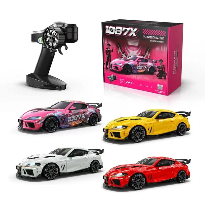 New 1:43 Mini 1087x Rc Drift Car 2.4ghz Diecast Metal Body Static Model Grade Gyro 4wd Full Proportional Boys Toys Gifts Rc Cars