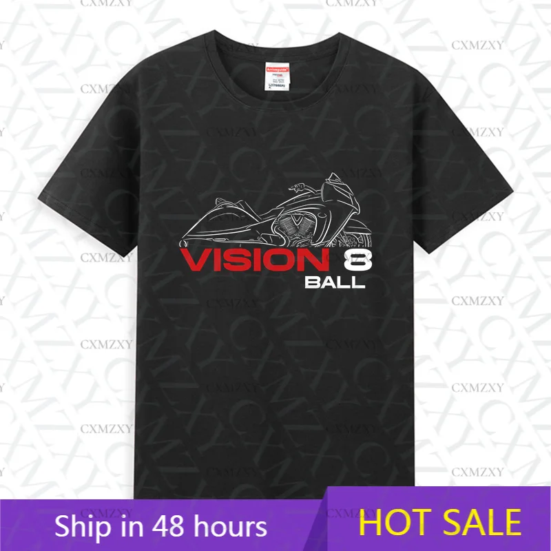 

2025 Men T Shirt Casual Victory Vision 8 Ball Motorcycle T-shirt for Cruiser Bikers Graphic Summer 100% Cotton S-3XL Cool Tee