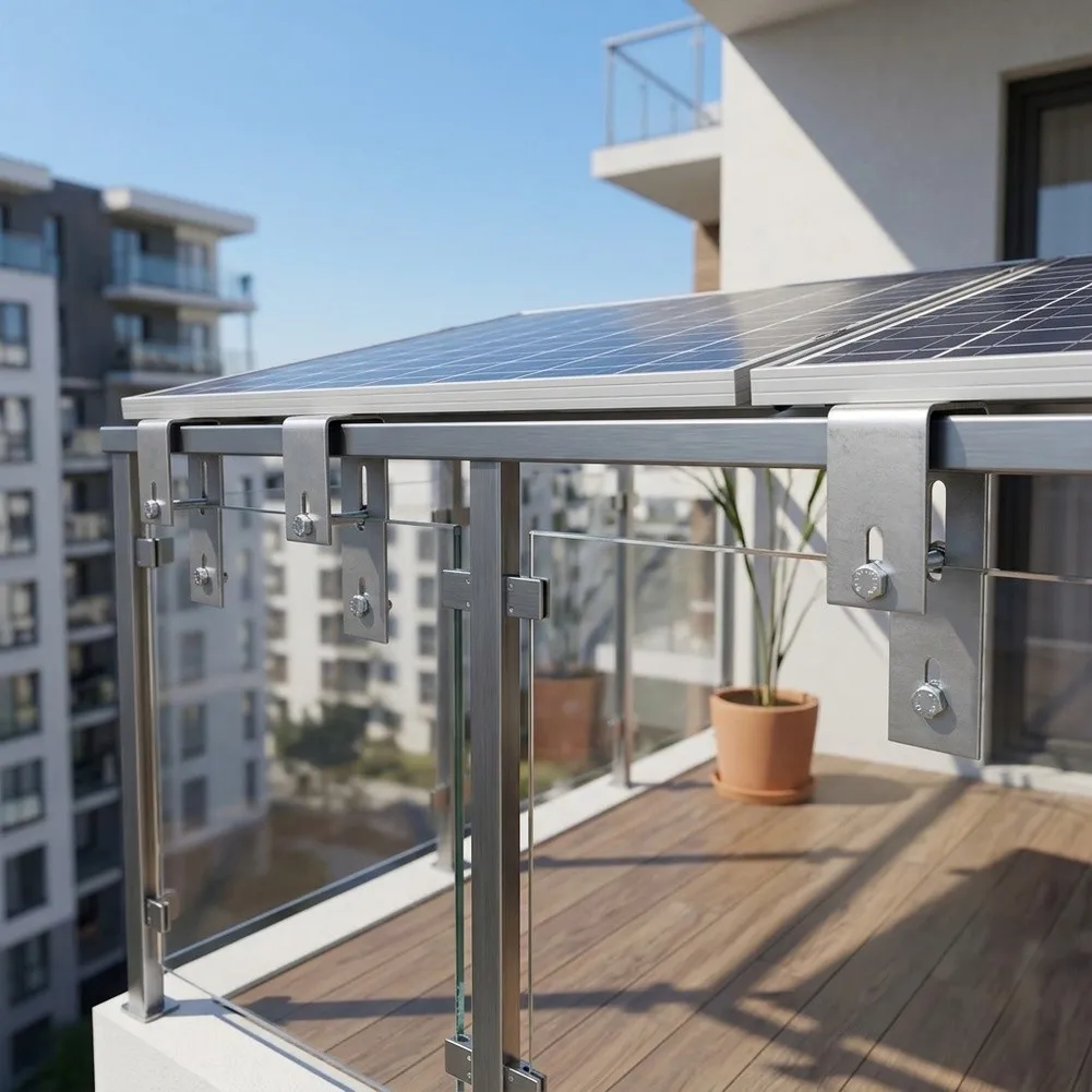 Stainless Steel Solar Panel Bracket Kit 4pcs for Balcony Railing 5cm Width Pre Drilled Holes Easy Installation