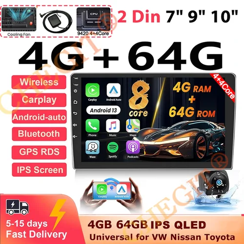 7/9/10 pulgadas Universal Android 13 Radio de coche 64G Autoradio android 2 Din radio de coche Central Multimedia sistemas de coche inteligentes para Toyota