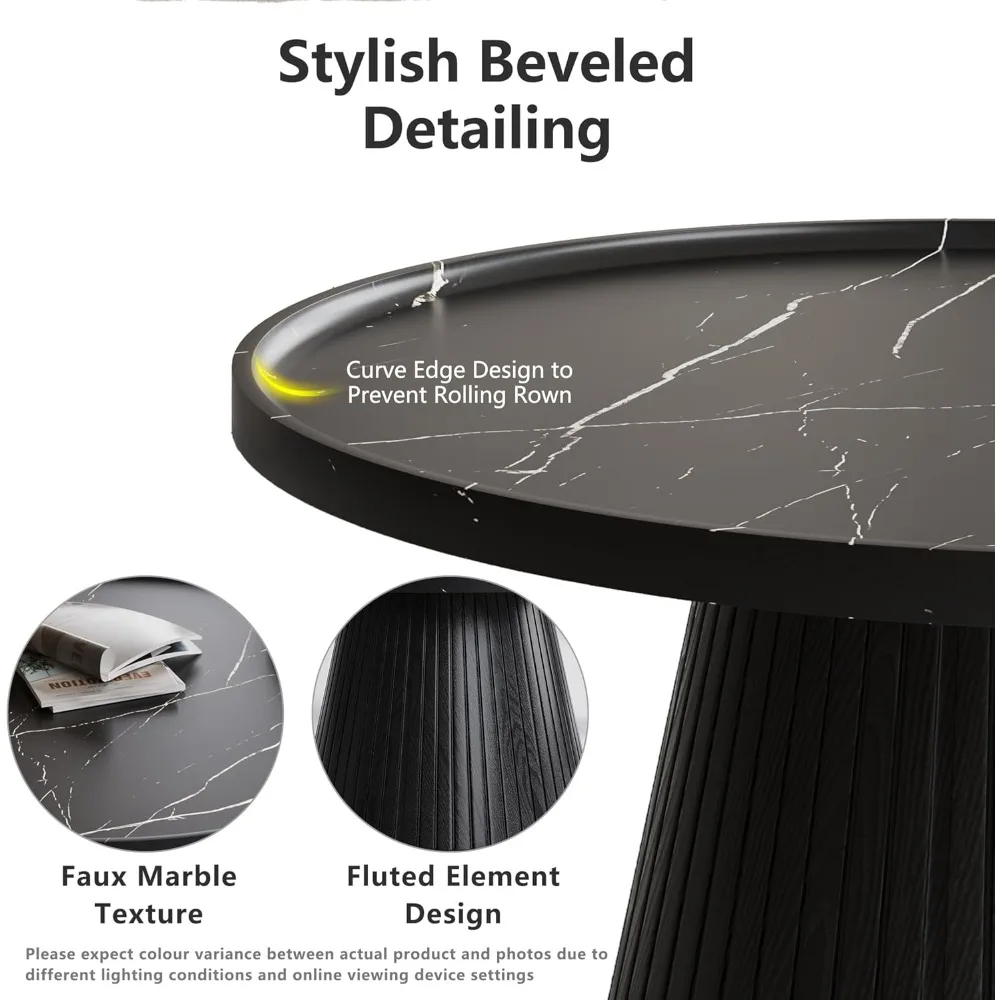 Nesting Coffee Table Set of 2, Modern Coffee Table with Marble Veneer,