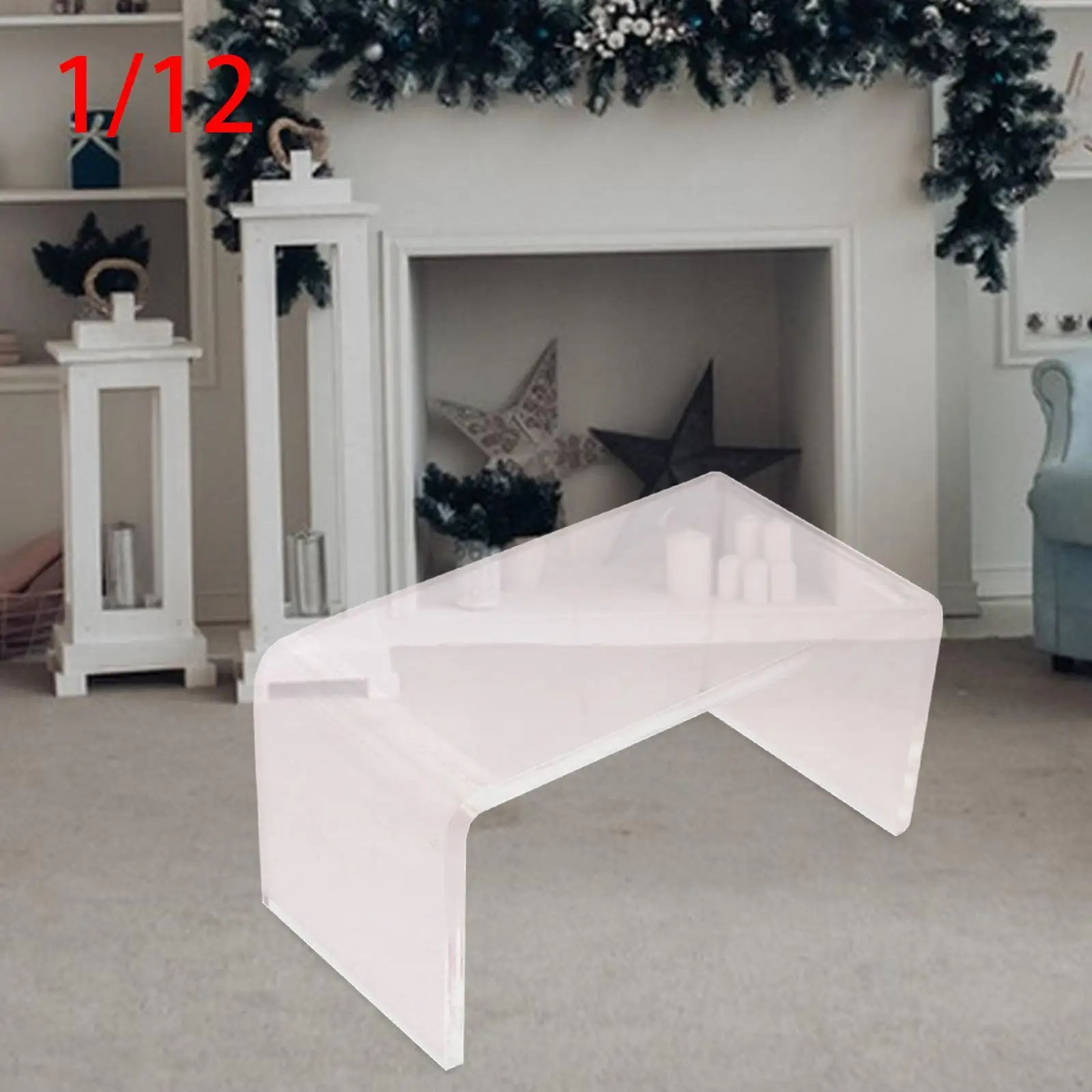 인형의 집 티 테이블 미니 책상 투명 커피 테이블 모델 인형의 집 가구 DIY