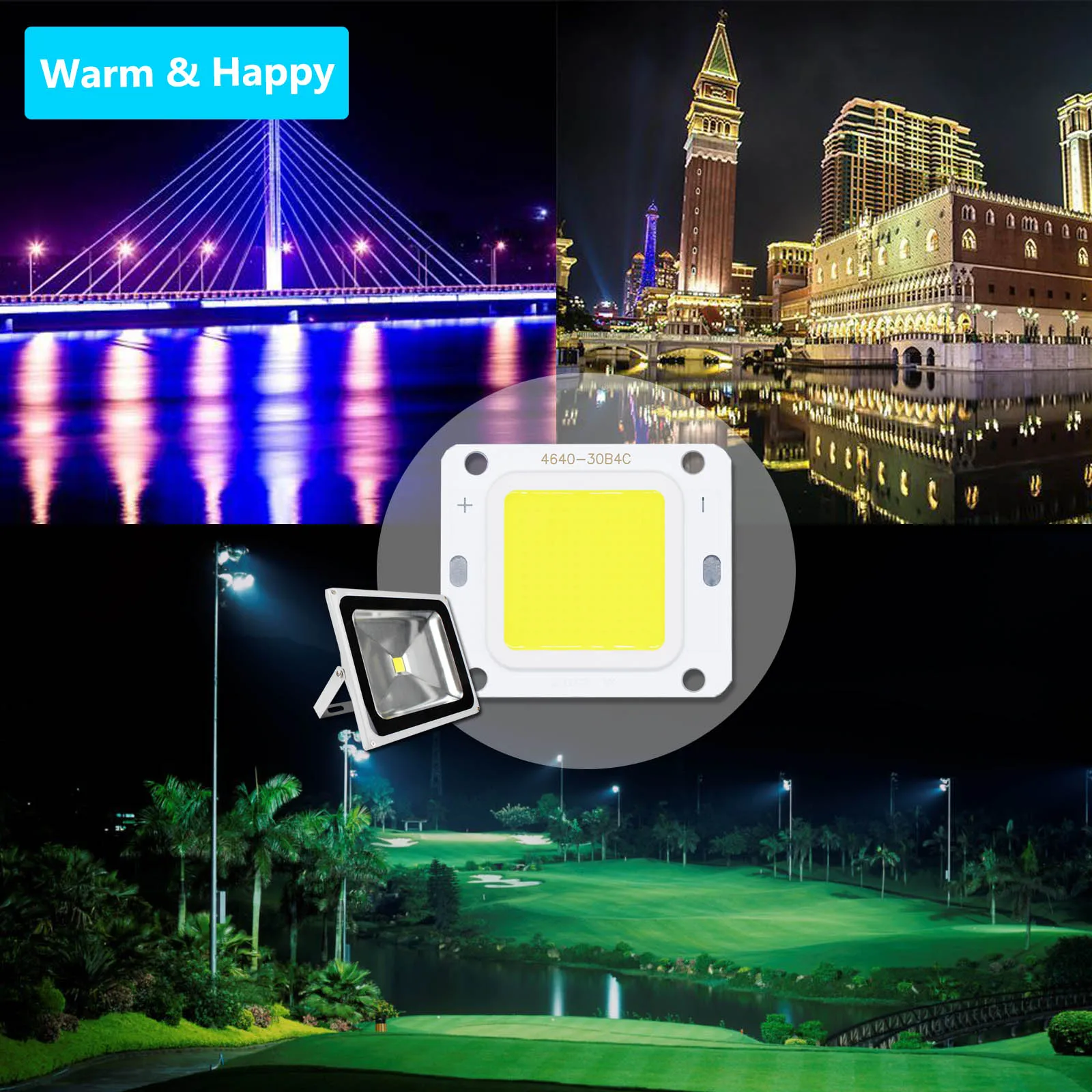 1pcs High Brightness LED COB Chip 4640 40W DC12-14V LED 2500mA for LED Floodlight Projection Light Outdoor Light Source DIY
