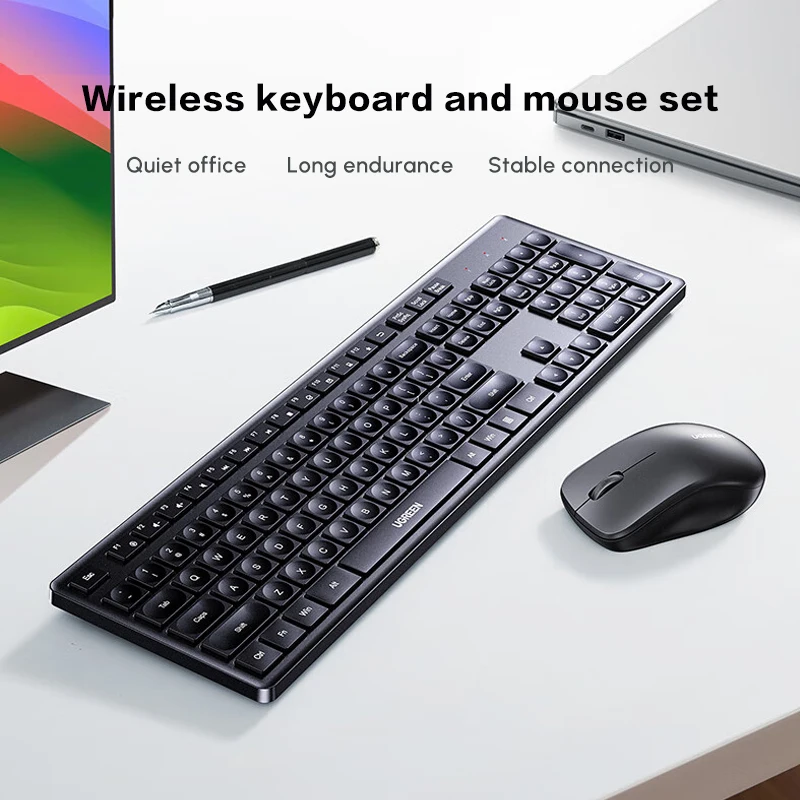 Windows용 UGREEN MK007 무선 키보드(마우스 포함), 2.4GHz 무선, 풀사이즈