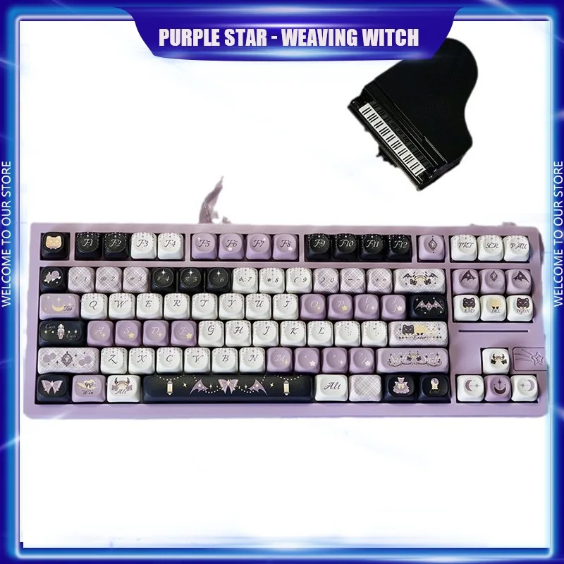 

smvp MOA 129-Key Magic Girl PBT Keycap Set Compatible with 61/75/87/104/108-Key GMK67 Mechanical Gaming Keyboards game gift