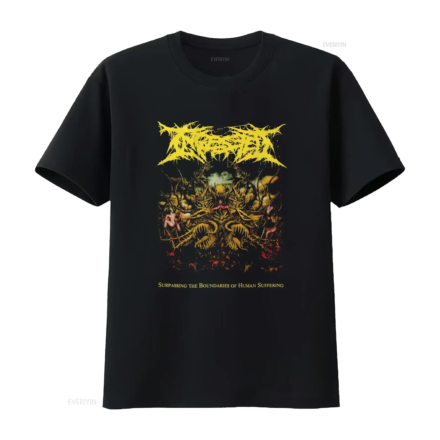 Men's Ingested Surpassing The Boundaries Of Human Suffering T Shirt Large Black vintage Washed Stylish Comfortable Casual