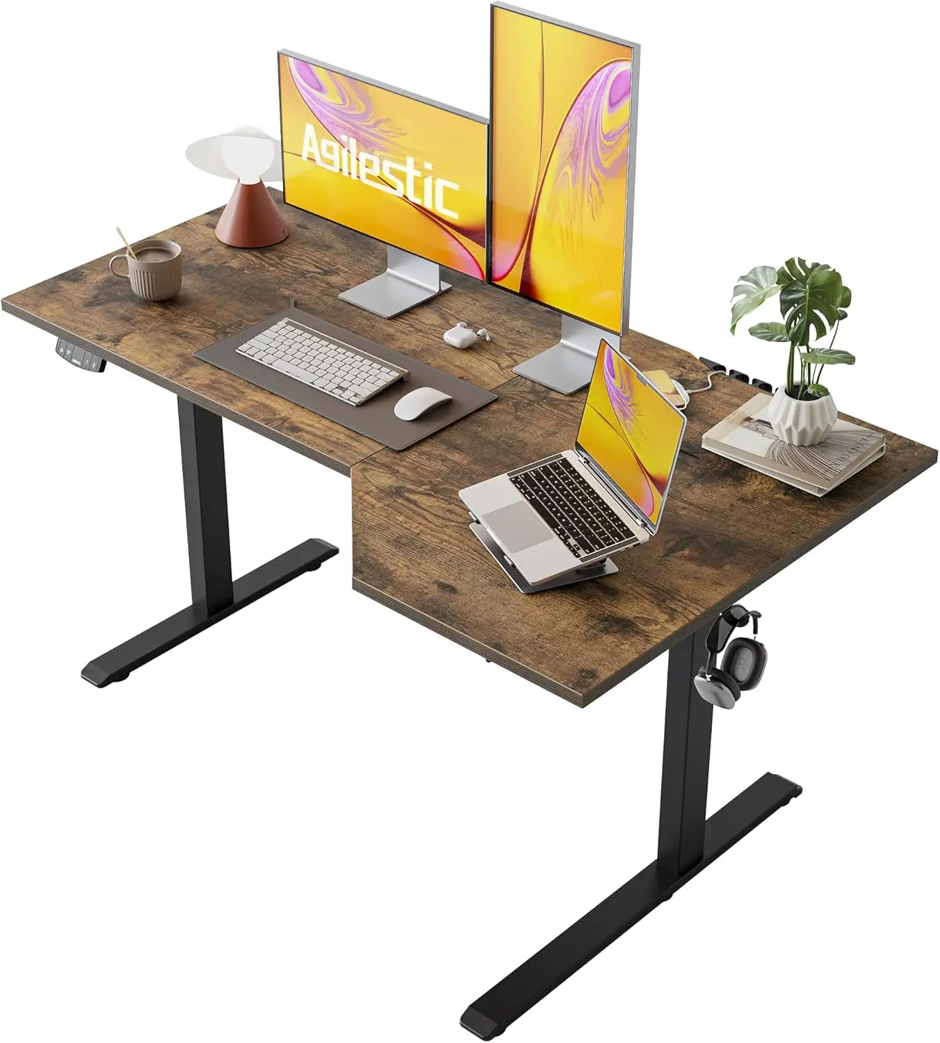 

Electric Standing Desk, L-Shaped 55' Height Adjustable, Ergonomic Computer Table, Rustic Brown
