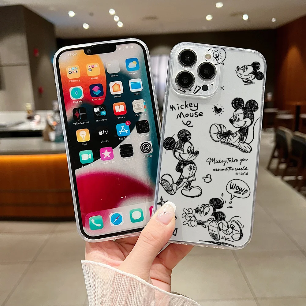 Disney Mickey Minnie Phone Case For OPPO Realme C67 C65 C63 C55 C53 C35 C30 C11 12 10 9 8 7 6 5 Pro Plus 4G 5G Transparent Cover