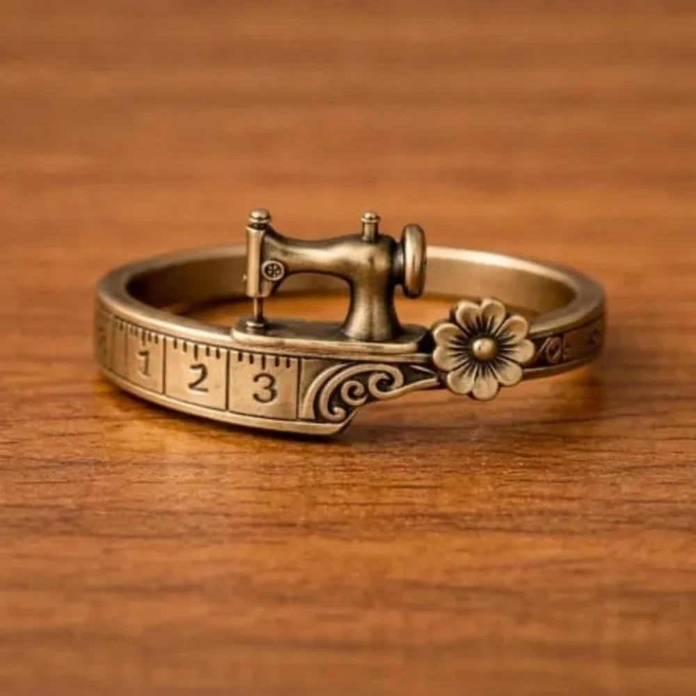 Gift Elegant Sewing Machine Bracelet Metal Unique Adjustable Cuff Bracelet Vintage Craft Design Finger Ring Party