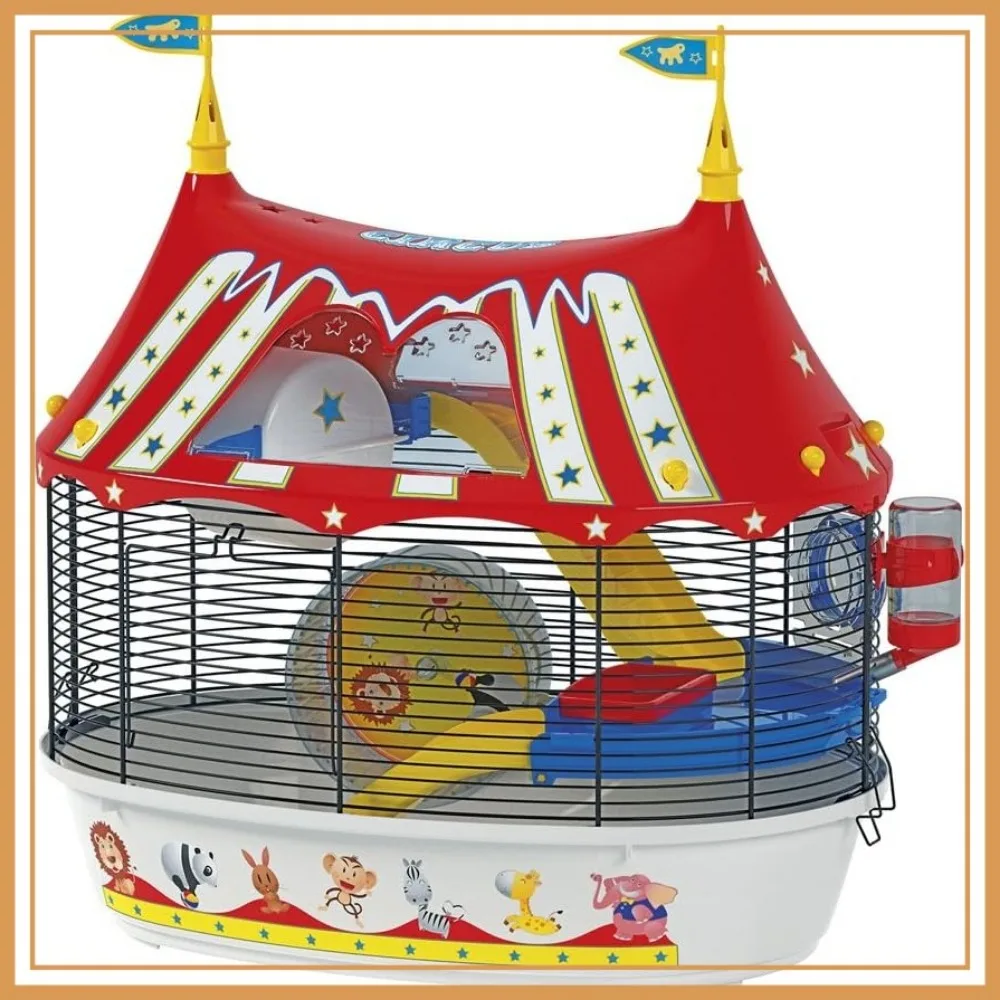 

3-Tier Hamster Cage with Wheel & Accessories, 49.5 x 13.4 x 16.7 Inches