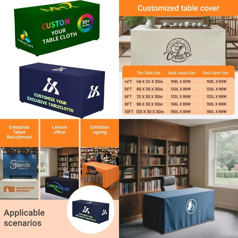 

Customized Fitted Table Covers for Business Events, Tradeshow, Anniversary with Logo, Suitable for 4ft to 10ft Tables