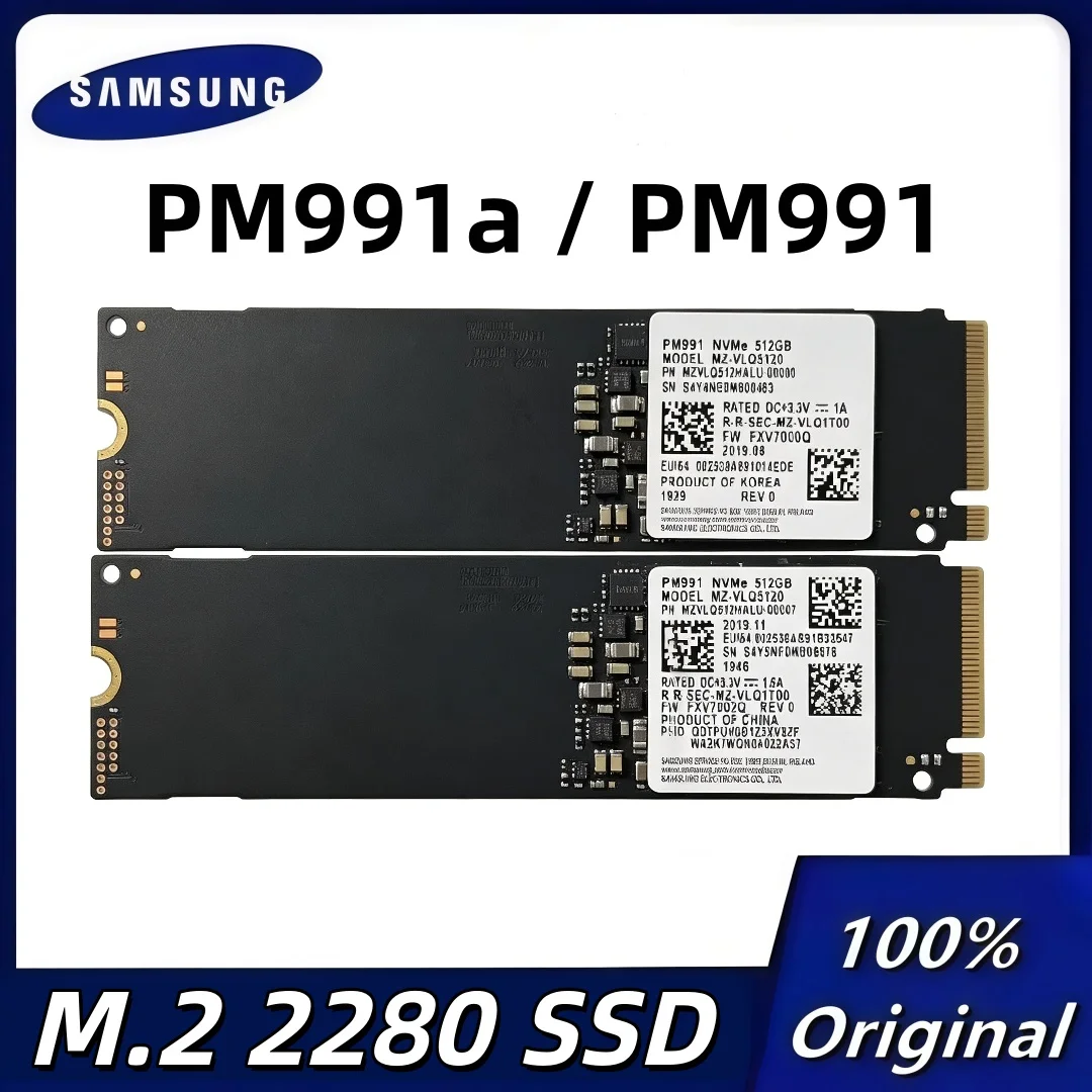 Disque SSD Samsung PM991A/PM991 M.2 2280 d'origine, 1 To, 512 Go, 256 Go, 128 Go, NVMe PCIe 3.0x4 pour ordinateurs portables et de bureau