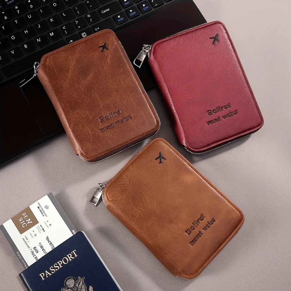 

Multi-functional Travel Passport Wallet Zipper PU Leather Passport Bag RFID Anti-theft Large Capacity Credit ID Card Holder