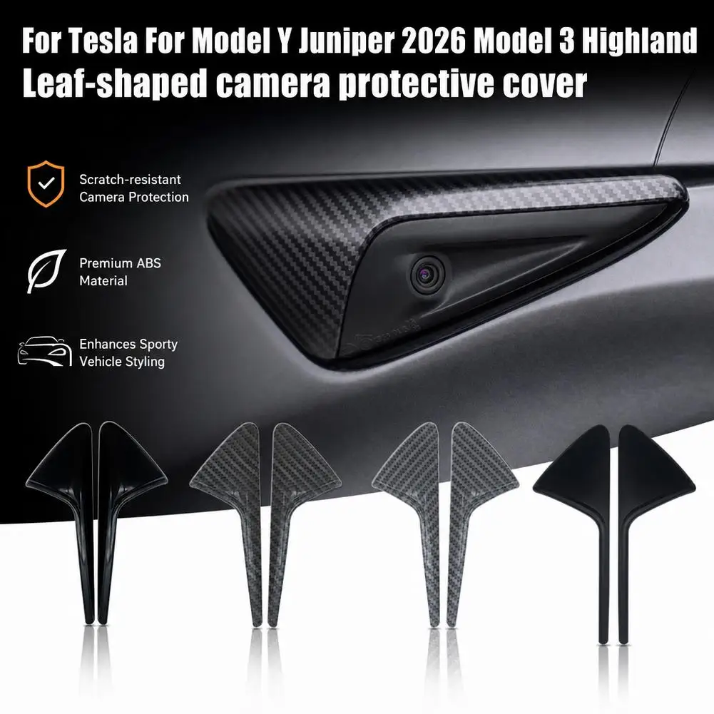 New ABS Carbon Pattern Side Camera Cover For Tesla Model YL/Juniper/3 Highland Anti-Scratch Sticker Protective Accessories
