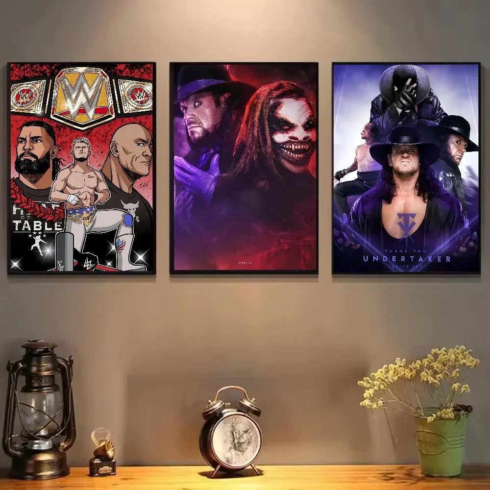 Póster de lucha libre W-Wwe, arte autoadhesivo, pegatina de papel impermeable, decoración de pared de habitación, cafetería, Bar, 1 ud.