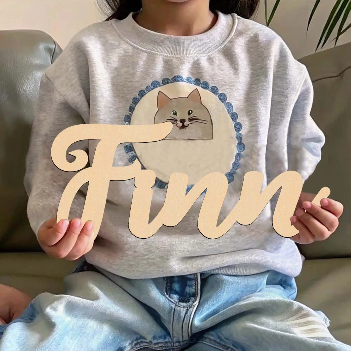 1pc Cartoon Finn example Customized Letter Wooden Sign Wooden Plaque Wood Material Durable Outdoor Sign