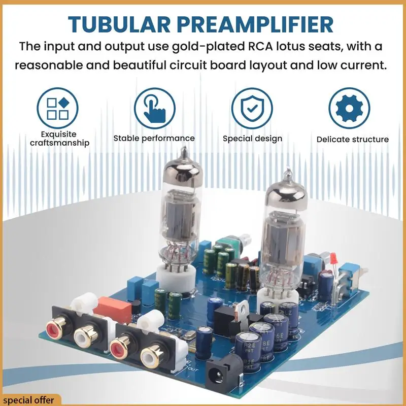 A68Z Bluetooth Tube Preamplifier Fever Hifi 6J5 Bile Vacuum Tube Preamp NE5532 Pre Amplifier Tone Control Board