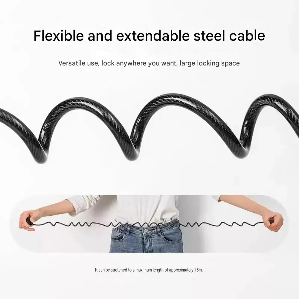 Anti-theft rope helmet lock, bicycle and motorcycle lock, portable steel cable elastic lock, anti-theft mountain bike lock