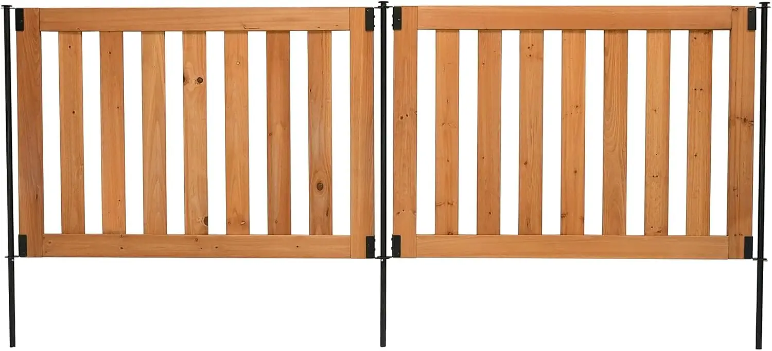 2in H x 48in W (2 Panels) No Dig Newberry Wood Fence Kit, Perfect as a Small Dog Fence or Decorative T