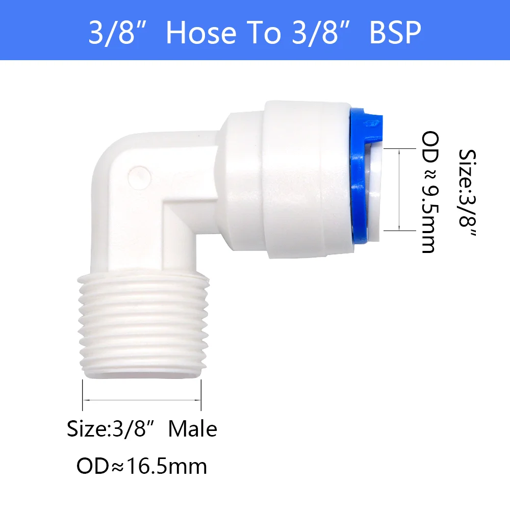 YQBS-accesorios para acuario RO, conector rápido 1/8, 1/4, 3/8, 1/2, 3/4BSP, adaptador de rosca macho, tubo de combinación de codo