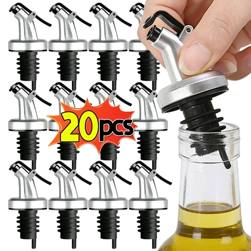 Oil Bottle Stopper Seal Leak-proof Plastic Nozzle Sprayer Wine Vinegar Spouts Rubber Lock Bottle Plug Household Kitchen Tools
