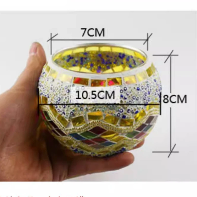 Mosaic Glass Candle Holder European Retro Ornament Gift Bar Candle Cup Home Accessories Candle