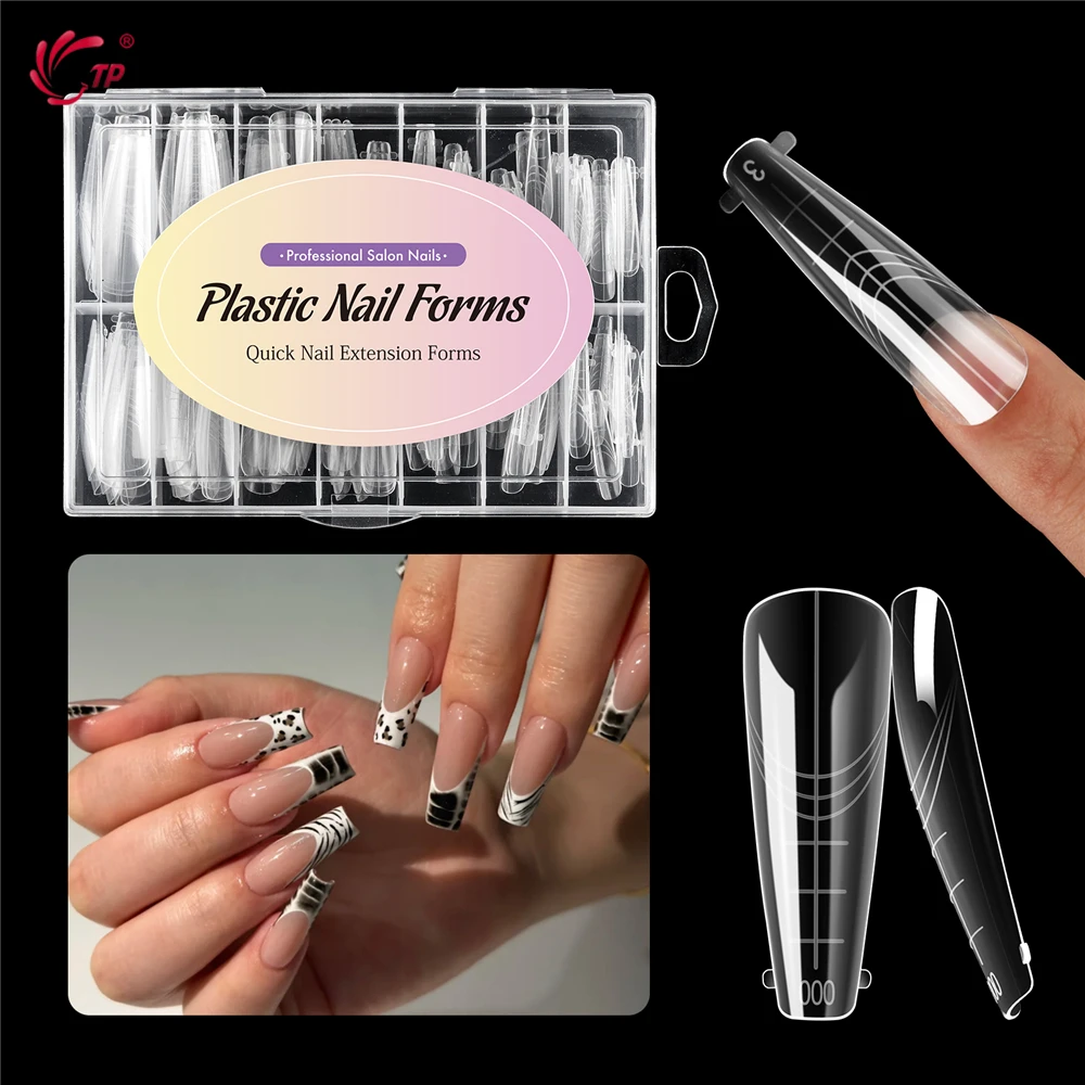 TP 140pcs/box New Nail Dual Forms Acrylic Nails Top Forms for Extension Quick Building UV Gel Molds Full Cover Nail Upper Forms