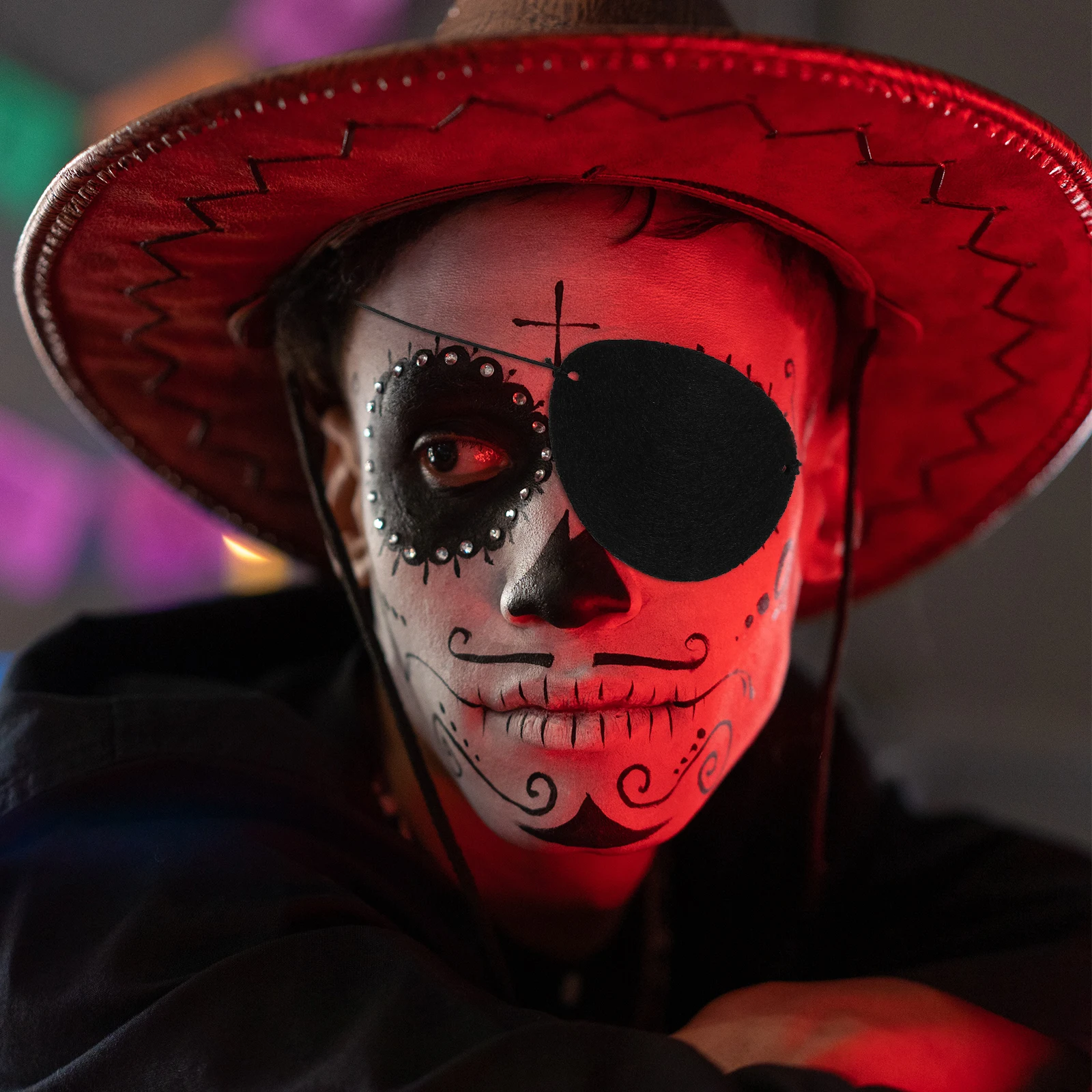 

14 шт. пиратская повязка на глаза с завязанными глазами и принтом черепа, аксессуар для косплея на Хэллоуин, черный фетр, мягкая веревка, прочная безопасная маска для глаз