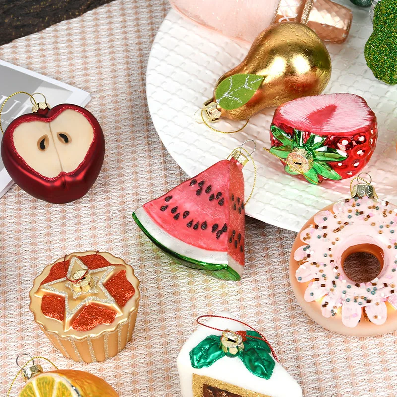 Christmas Decorative Glass Colored Fruit and Vegetable Series Creative Small Pendant Christmas Tree Pendant