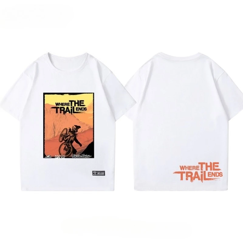 Where The Trail Ends Theme T-Shirt FR Downhill-Radanzug Baumwolle Kurzarm Halbarm Herren Damen Sport und Freizeit
