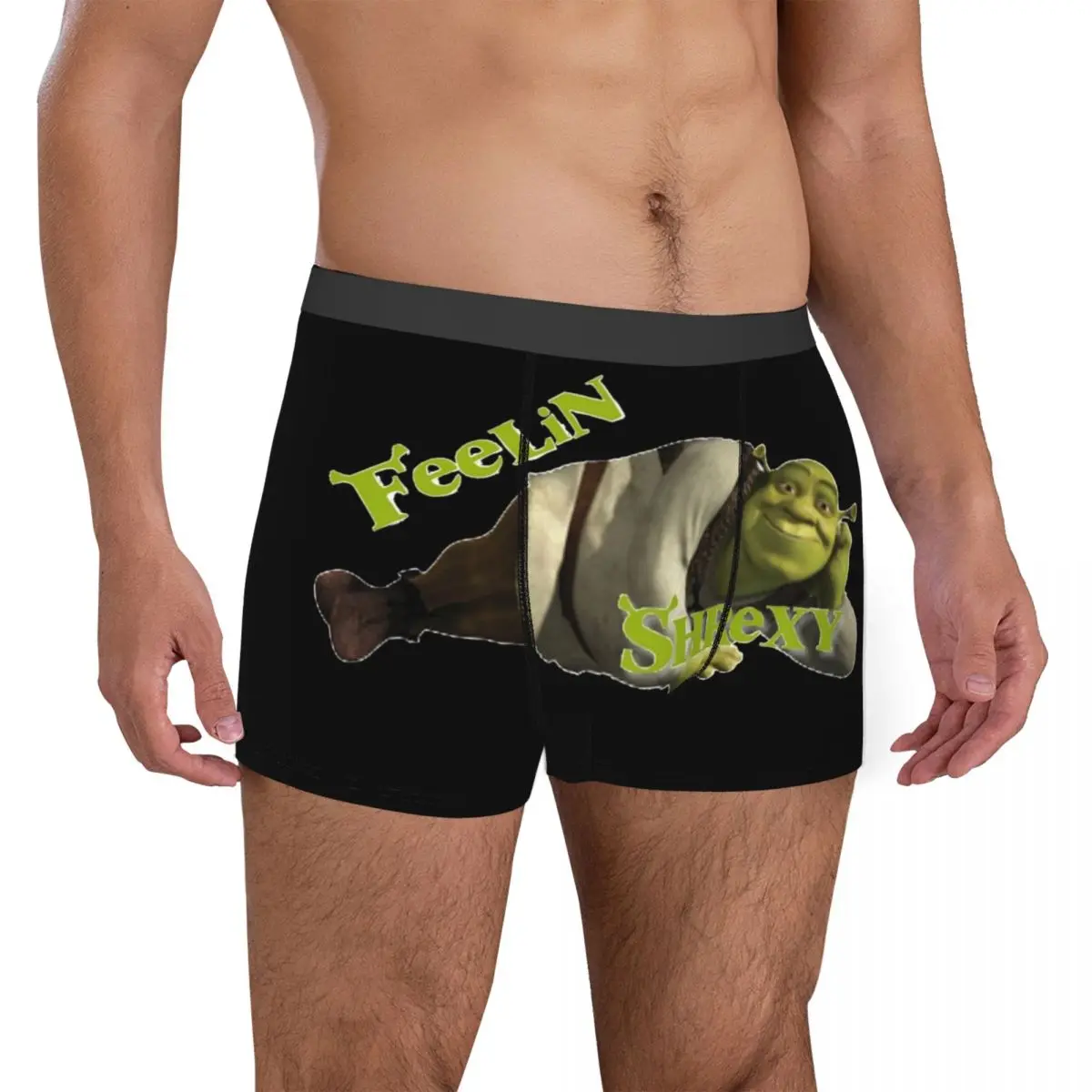 Men Feelin Shrexy Meme Boxer Briefs Shorts Panties Mid Waist Underwear Humor Shreks Homme Printed S-XXL Underpants