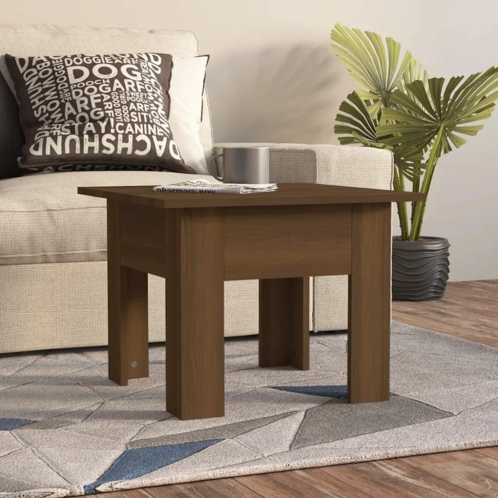 

21.7"x21.7"x16.5" Brown Oak Coffee Table - Engineered Wood Multi-Functional Table with Storage