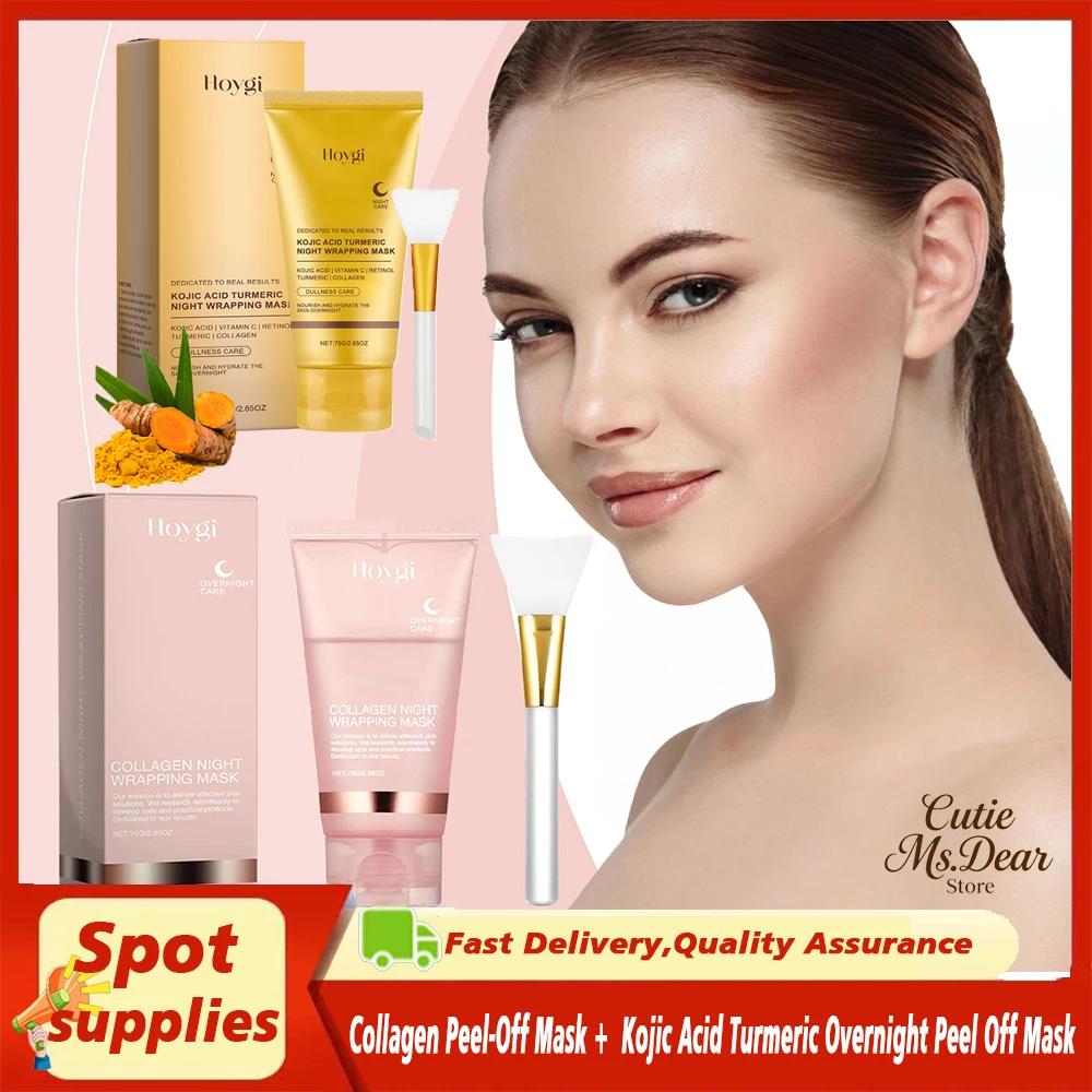 

Collagen Peel-Off Mask Kojic Acid Turmeric Overnight Peel Off Mask Firming Skin Deep Cleansing Facial Peel Off Mask for Brighten