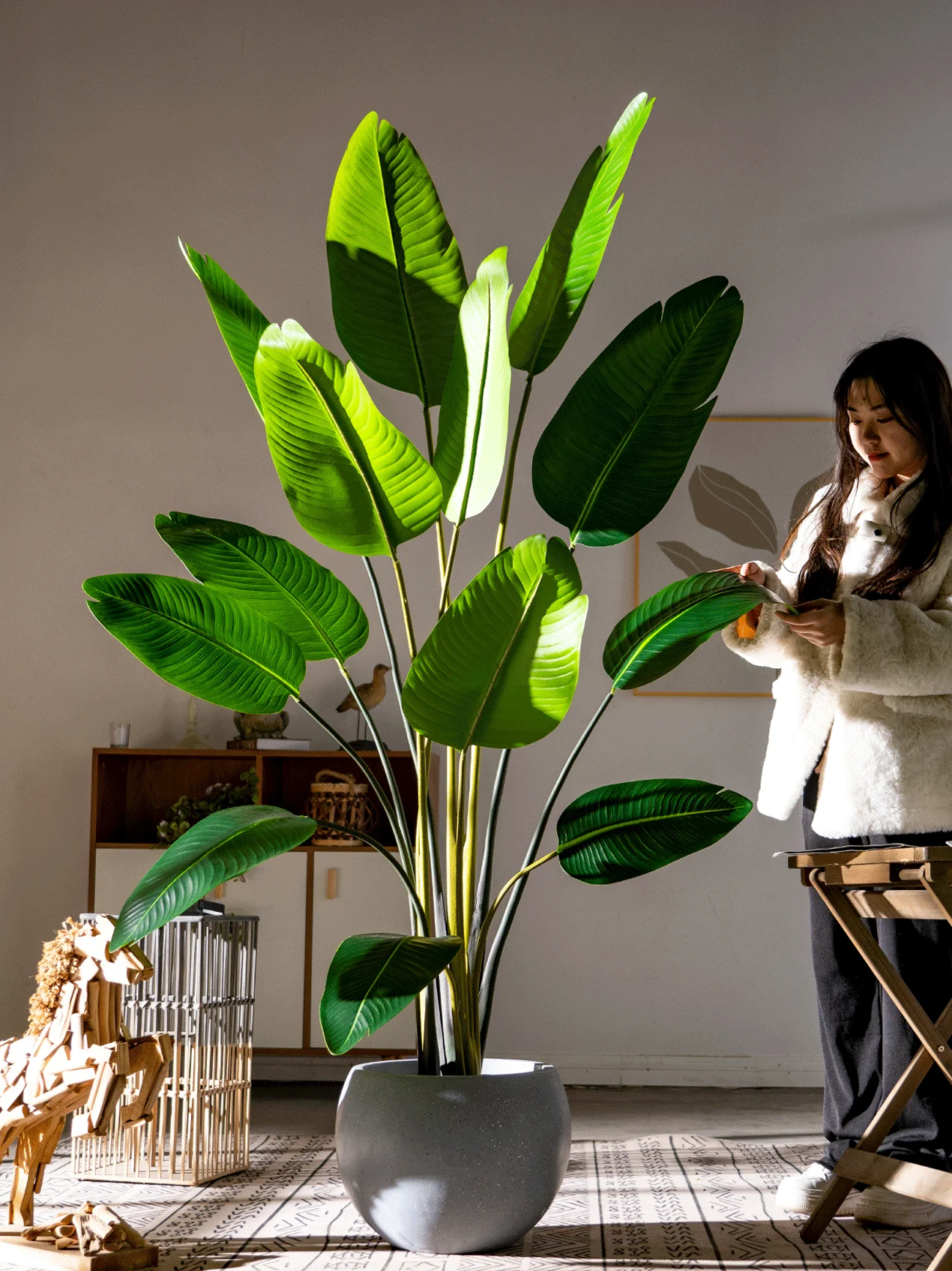 Duży bioniczny partia bird of paradise podróżnik banan sztuczne sztuczne drzewo doniczkowe zielona roślina roślina doniczkowa dekoracyjne ozdoby