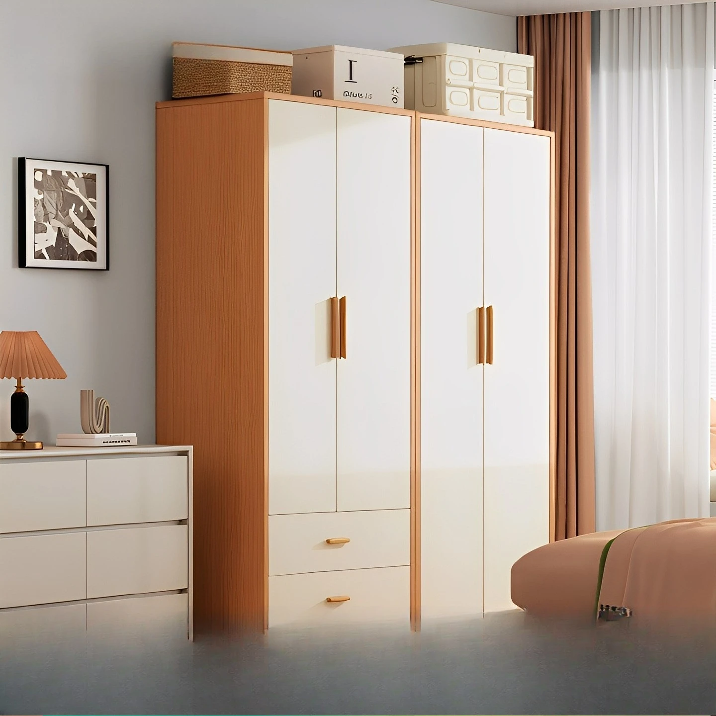 Wardrobe Household Bedroom Wardrobe Cabinet Locker for clothes Dust-proof clothing storage