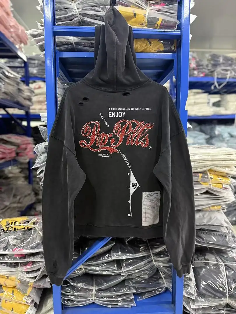 27SS Pharmacy JAPAN ONLY Women Men Washed Destory Hoooded Sweatshirt Zip-up Hoodie Hiphop Oversized Men Casual Hoodie Pullover