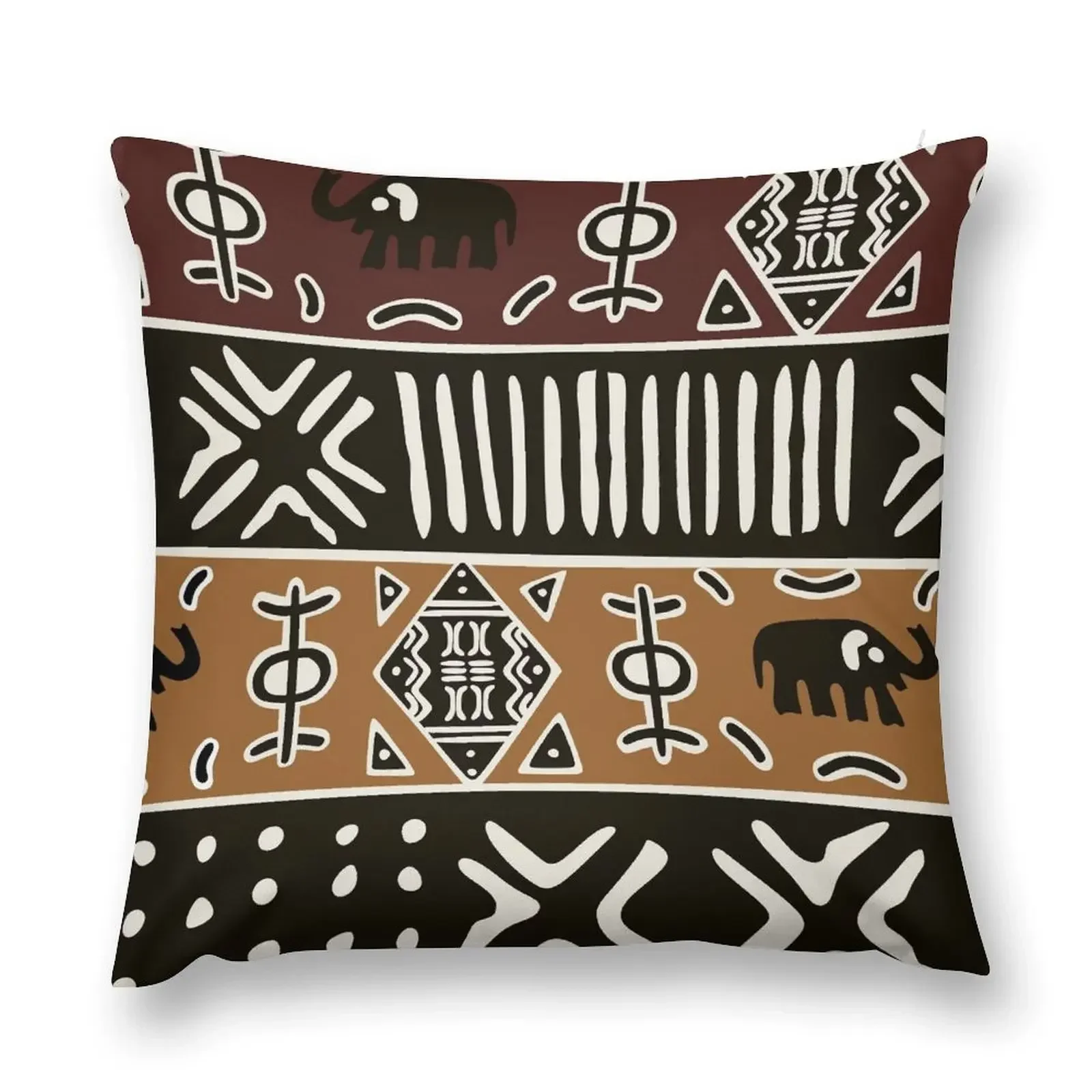 

African mud cloth with elephants Throw Pillow Custom Cushion Photo Christmas Pillows pillow