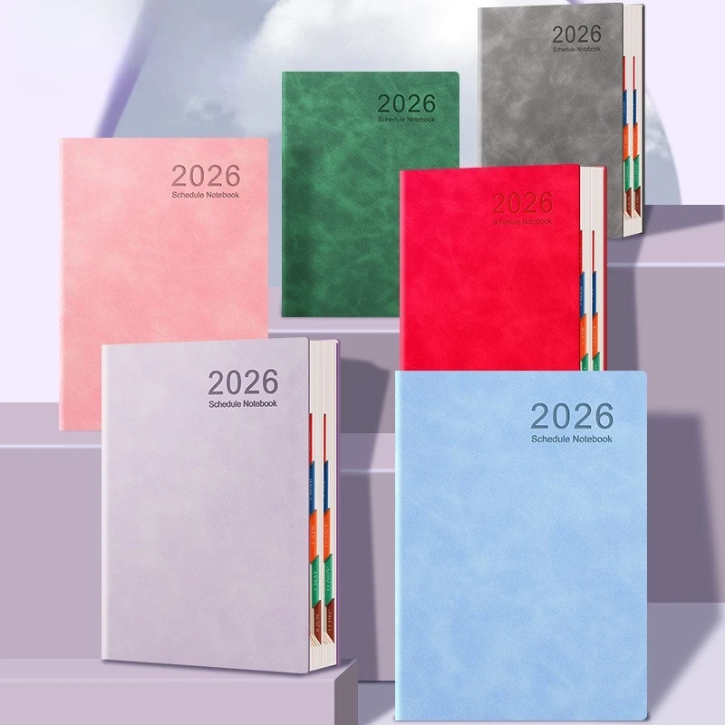 جدول 2026 للخطة الحالية والجدول الحاضر لصفحة واحدة وساعة الانضباط الذاتي في دليل الكفاءة لكل مفكرة التقويم