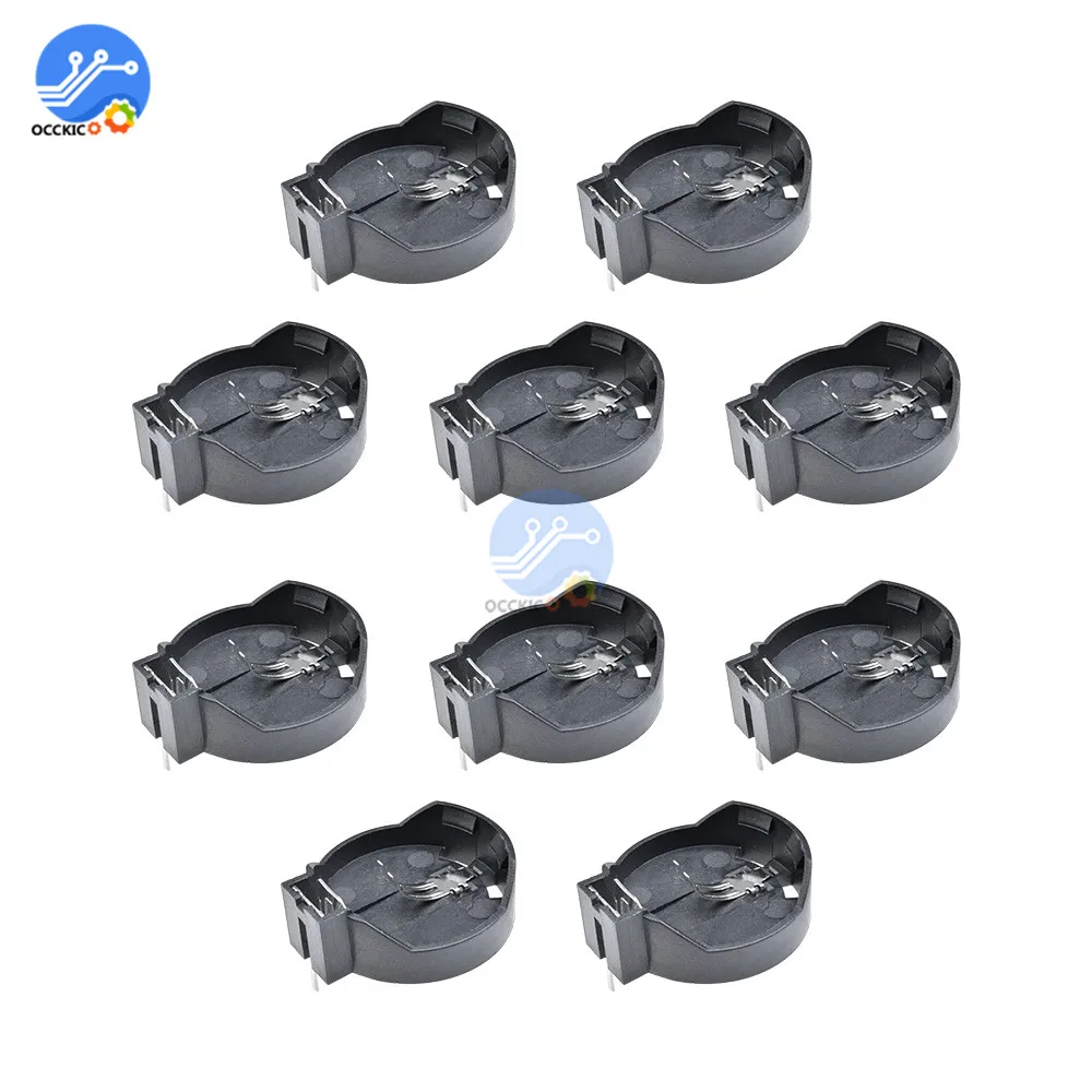 10Pcs CR2025 CR2032 3V Button Coin Cell Battery Socket Holder Case mini battery storage box Black Color