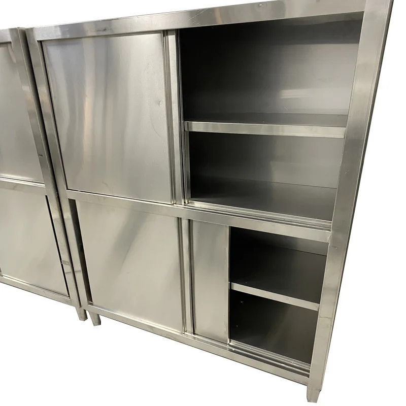 

Stainless steel kitchen cabinets, double cupboards, stove side