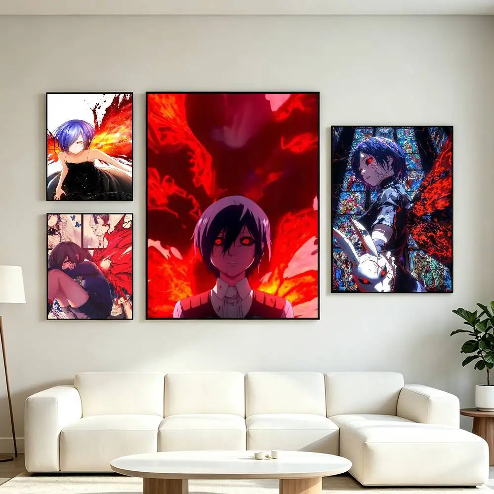 T-Tokyo G-Ghoul Touka Kirishima Poster Waterproof Wall Art Sticker For Bar Living Room Vintage Decor High Quality Print Gift